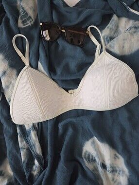 Triangl White Neoprene Bikini Top Crinkle Texture